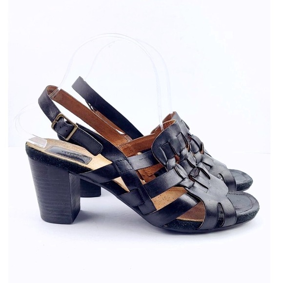 CLARKS Womens Black Crisscross Straps Round Toe Block Heel Dress Sandals‎ Size 9 - Picture 5 of 8